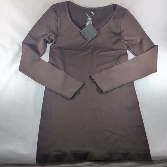 FLAWED C'est Moi Seamless Dark Brown Long Sleeve Shirt Women's OS One Size NWT - Picture 1 of 11